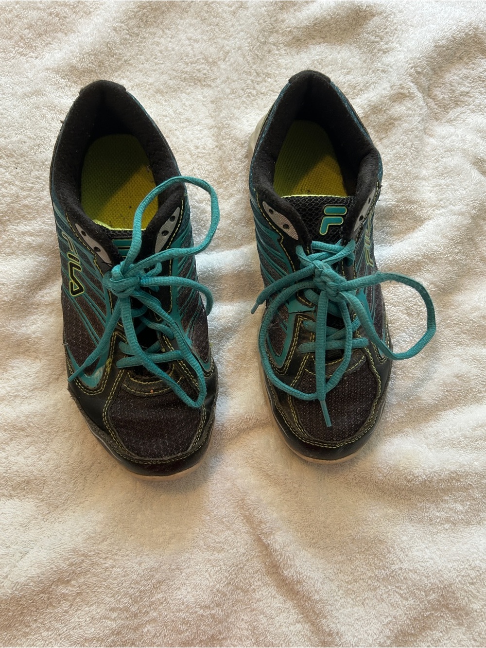 Fila Black & Green Sneakers with Teal Laces and Accents